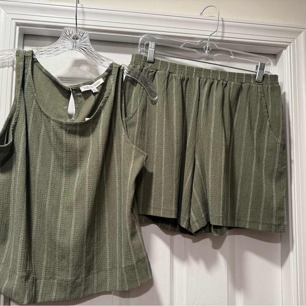 Ruby & Wren Olive Shorts + Tank Set